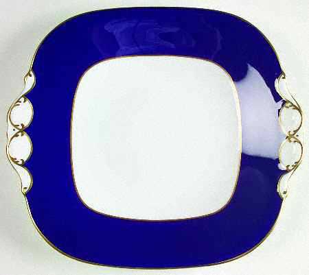 Majestic Blue Square Handled Cake Plate