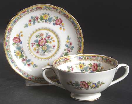 Ming Rose Footed Cream Soup Bowl & Saucer Set