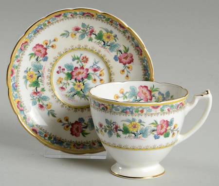Ming Rose Footed Cup & Saucer Set by Coalport