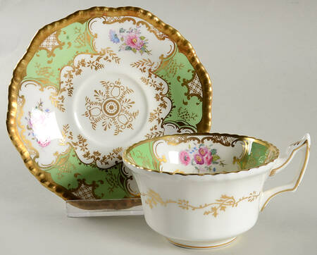 Panel Green Footed Cup & Saucer Set