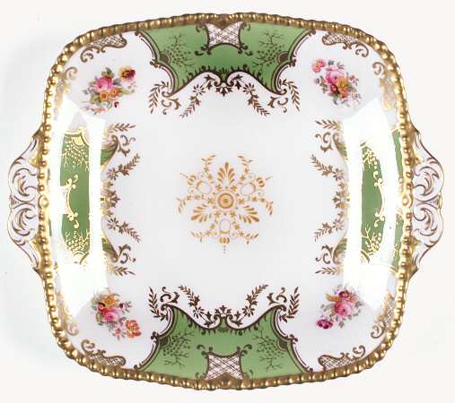 Panel Green Square Handled Cake Plate