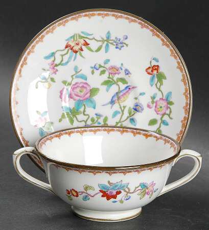 Pembroke (Smooth Edge) Footed Cream Soup Bowl & Saucer Set