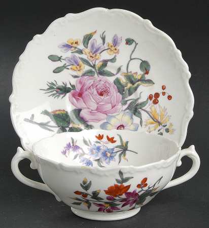Posydale Footed Cream Soup Bowl & Saucer Set