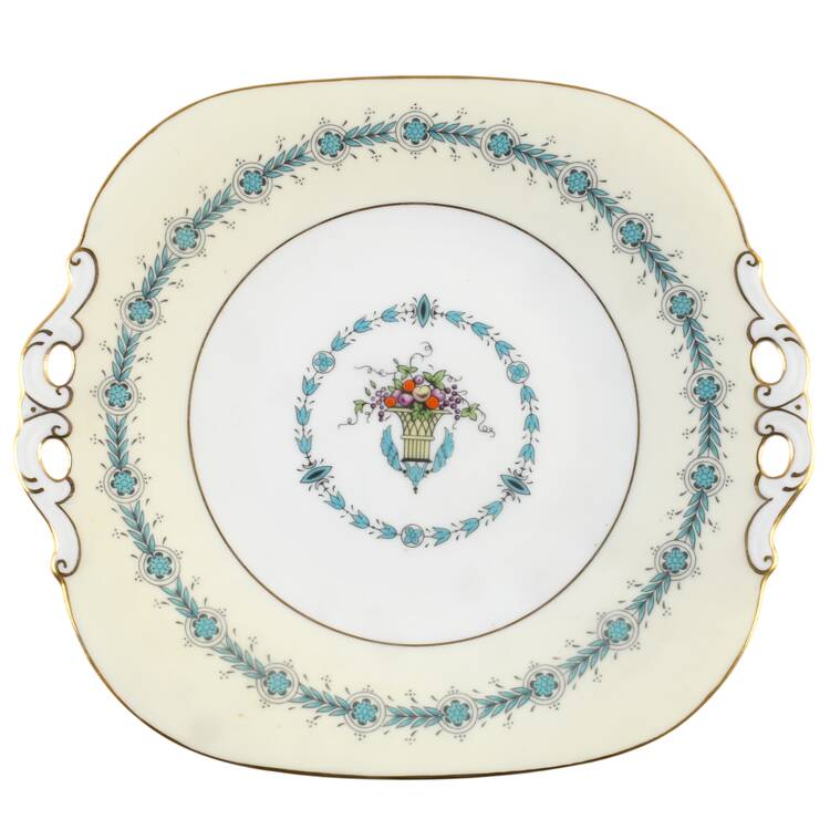 Queen Elizabeth Ivory Square Handled Cake Plate