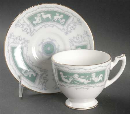 Revelry Green (Smooth) Footed Cup & Saucer Set