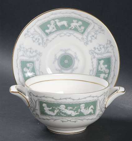 Revelry Green (Smooth) Flat Cream Soup Bowl & Saucer Set