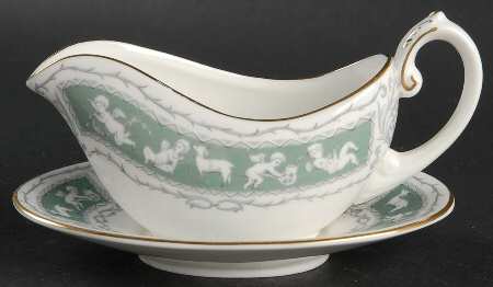 Revelry Green (Smooth) Individual Gravy Boat & Plate