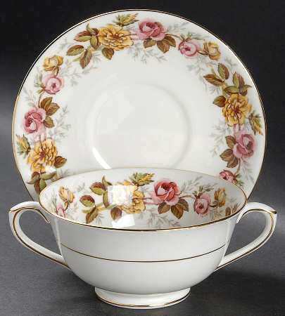 Rosalinda Footed Cream Soup Bowl & Saucer Set