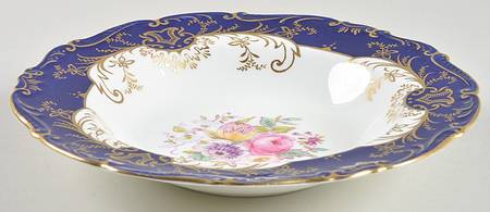 Sandringham Cobalt Blue (Floral, Gold Trim) Rim Soup Bowl