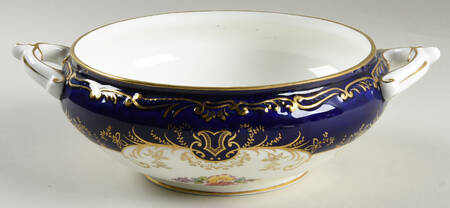 Sandringham Cobalt Blue (Floral, Gold Trim) Round Vegetable No Lid