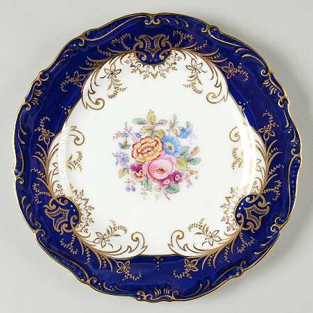 Sandringham Cobalt Blue (Floral, Gold Trim) Luncheon Plate