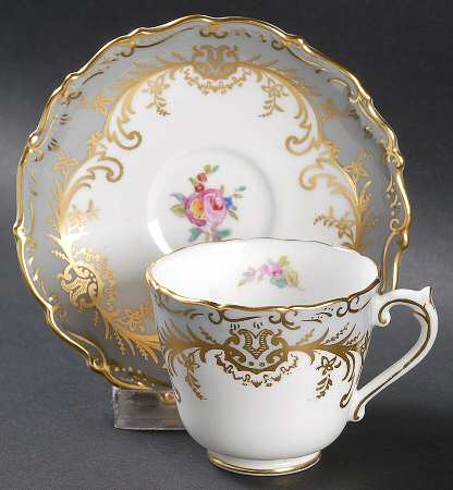 Sandringham Gray Footed Demitasse Cup & Saucer Set