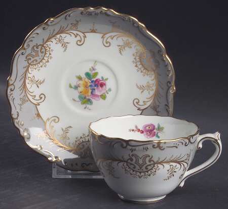 Sandringham Gray Flat Cup & Saucer Set