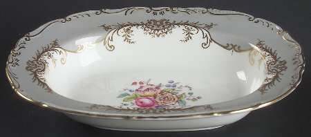 Sandringham Gray 9" Oval Vegetable Bowl