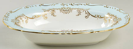 Sandringham Light Blue (Gold Trim) 9" Oval Vegetable Bowl