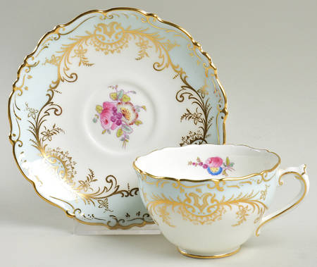 Sandringham Light Blue (Gold Trim) Footed Cup & Saucer Set