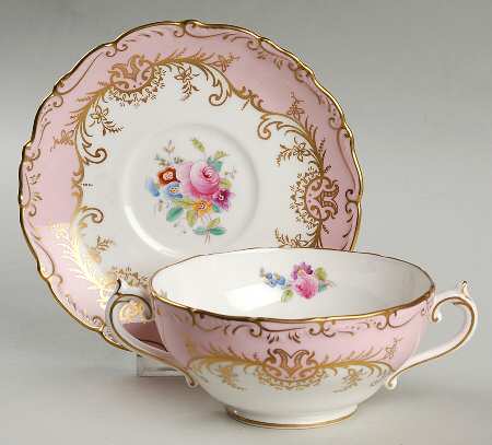 Sandringham Pink Footed Cream Soup Bowl & Saucer Set