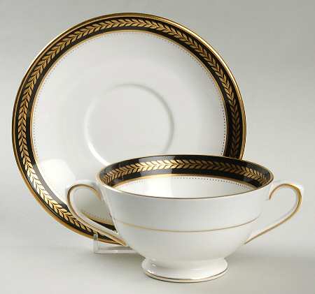 Sable Wheat Footed Cream Soup Bowl & Saucer Set