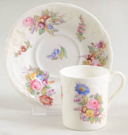 Sevres Group (Embossed, No Trim) Flat Demitasse Cup & Saucer Set