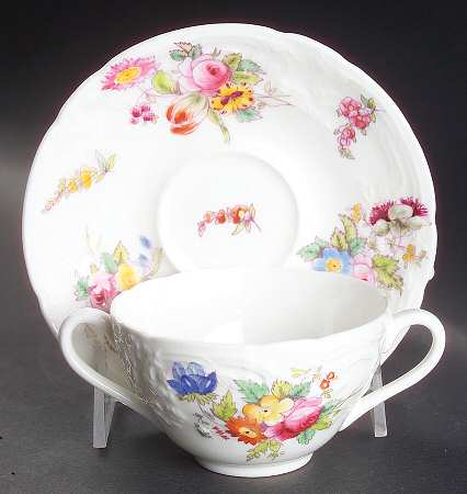 Sevres Group (Embossed, No Trim) Flat Bouillon Cup & Saucer