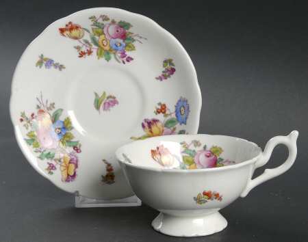 Sevres Group (No Embossing, Gold Trim) Footed Cup & Saucer Set