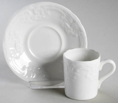 Sevres White Flat Demitasse Cup & Saucer Set