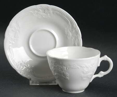 Sevres White Flat Cup & Saucer Set