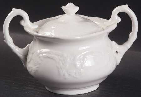 Sevres White Sugar Bowl & Lid