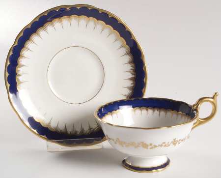 Spearpoint Cobalt Footed Cup & Saucer Set