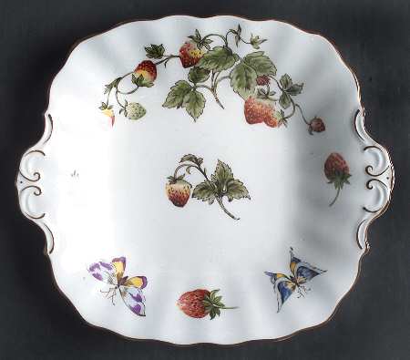Strawberry (Scalloped) Square Handled Cake Plate