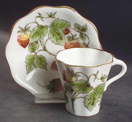 Strawberry (Scalloped) Flat Demitasse Cup & Saucer Set