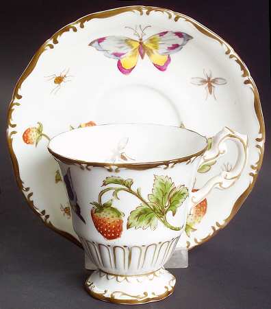 Strawberry (Scalloped) Footed Cup & Saucer Set