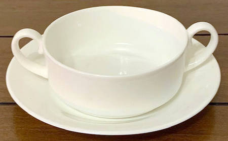 Tiffany White Flat Cream Soup Bowl & Saucer Set