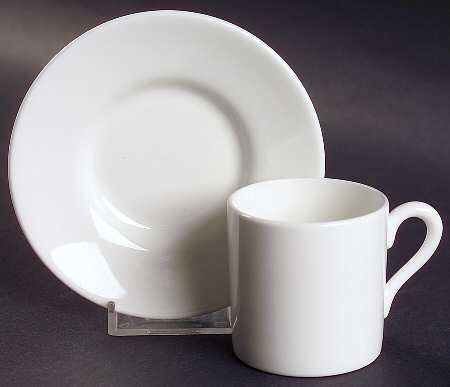 Tiffany White Flat Demitasse Cup & Saucer Set