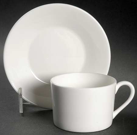 Tiffany White Flat Cup & Saucer Set
