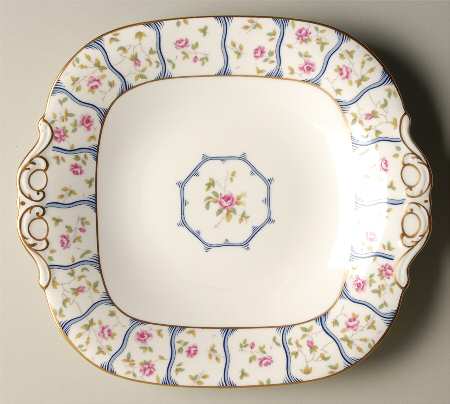 Trellis Rose Square Handled Cake Plate