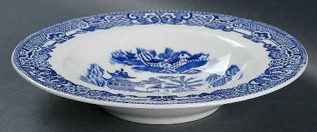 The Willow Blue (Newer, Bone) Rim Soup Bowl