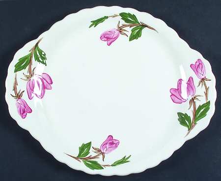 Green Arbor (Cream) Handled Cake Plate by Continental Kilns