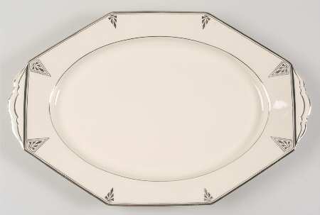 Deauville (Cream, 10 Sided) 15" Oval Serving Platter