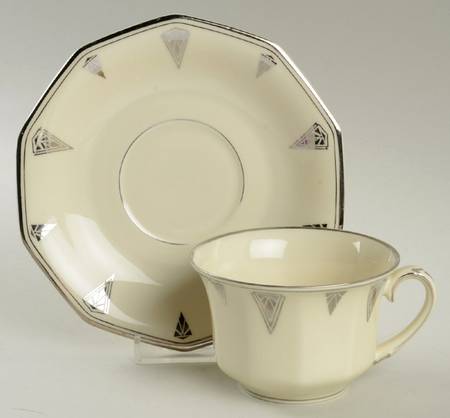 Deauville (Cream, 10 Sided) Flat Cup & Saucer Set