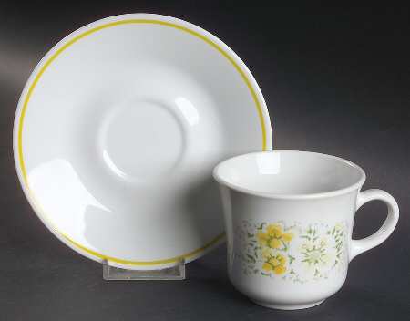 April (Corelle) Flat Cup & Saucer Set