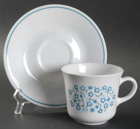 Blue Heather (Corelle) Flat Cup & Saucer Set