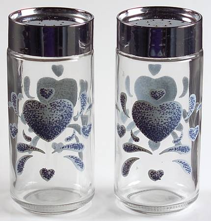 Blue Hearts (Corelle) Glassware Salt and Pepper Set