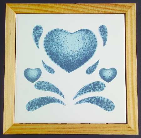 Blue Hearts (Corelle) Wood Frame Trivet