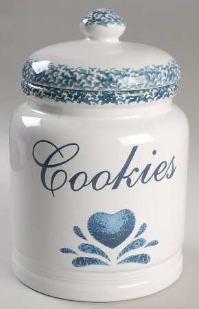 Blue Hearts (Corelle) Cookie Jar & Lid
