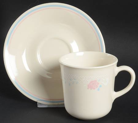 Blossoms In Lace (Corelle) Flat Cup & Saucer Set