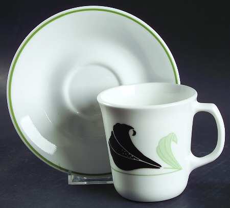 Black Orchid (Corelle) Mug/Cup & Saucer Set