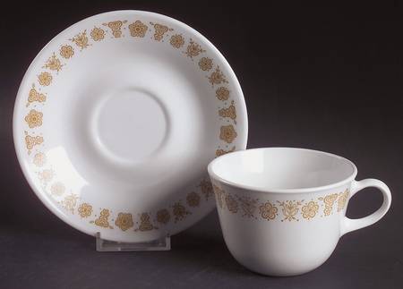 Butterfly Gold (Corelle) Flat Cup & Saucer Set