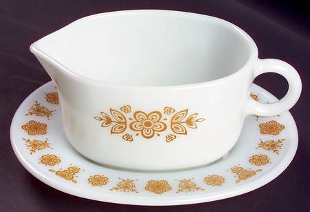 Butterfly Gold (Corelle) Gravy Boat & Underplate