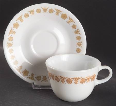 Butterfly Gold (Corelle) Flat Cup & Saucer Set